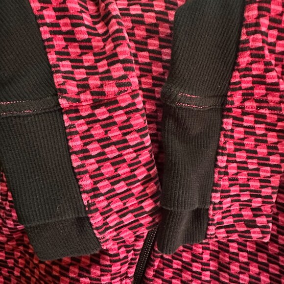 Lululemon Athletica Pink Black Checks Sweater Jacket Size 8 Cotton Polyester - Picture 7 of 8